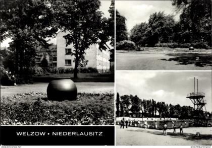 CPA Welzow Niederlausitz, AWG Neubauten, Jahnpark, Schwimmbad