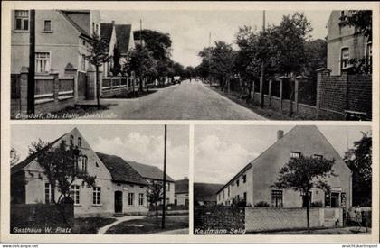 CPA Zinsdorf Uebigau Wahrenbrück, Gasthaus, Dorfstraße, Kaufmann Selig