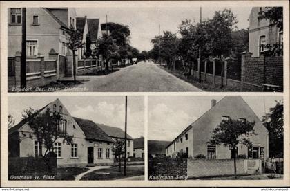 CPA Zinsdorf Uebigau Wahrenbrück, Gasthaus, Dorfstraße, Kaufmann Selig