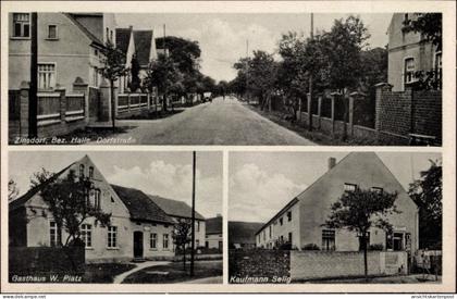 CPA Zinsdorf Uebigau Wahrenbrück, Gasthaus W. Platz, Dorfstraße, Kaufmann Selig