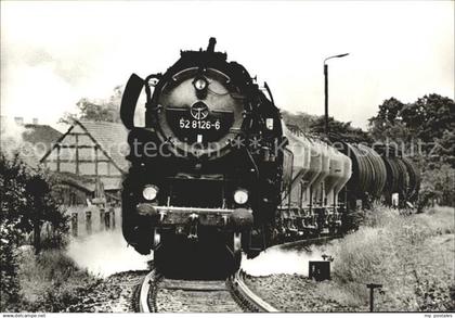 Golzow Brandenburg Dampflokomotive im Einsatz Baureihe 52 80 Ausfahrt