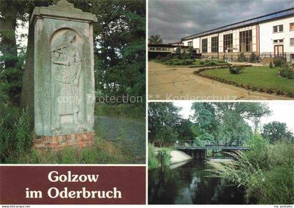 Golzow Oderbruch Brandenburg Oderbruch Denkmal Mehrzweckhalle Fluss Bruecke Kana