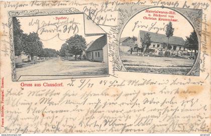 Gruss aus Clausdorf Teltow Dorfstrasse Materialwaren Bäkerei AK 1908