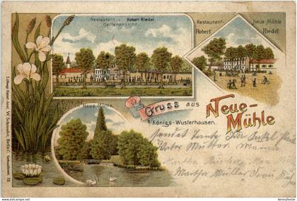 Königs-Wusterhausen Gruss aus Neue-Mühle - Litho