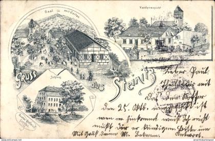 Lithographie Steinitz Šćeńc Domsdorf Drebkau in der Niederlausitz, Gasthaus, Schloss