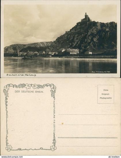 Ansichtskarte Braubach Marksburg Fernansicht, Blick auf Braubach 1930