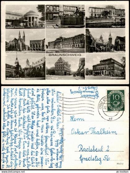 Braunschweig Mehrbildkarte Braunschweig mit neun Stadtansichten 1961