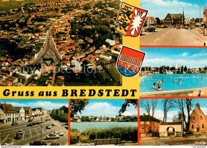 Bredstedt Fliegeraufnahme Marktpartien Muehlenteich Kirche