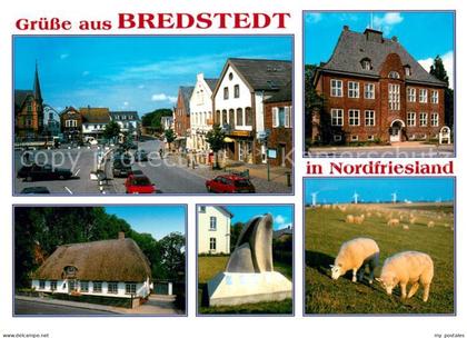 Bredstedt Strassenpartie Rathaus Gasthaus Skulptur