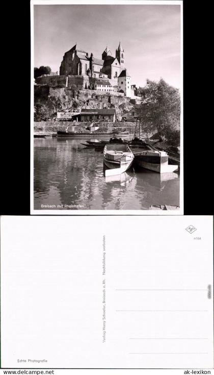 Breisach (Rhein) Rheinhafen (Breisach Rhein Booten  Blick auf das Münster 1964