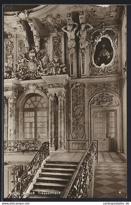 AK Brühl / Köln, Treppenhaus im Schloss Brühl