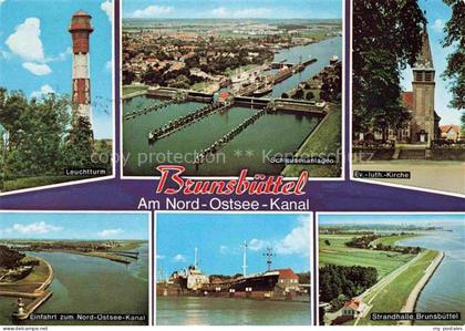 Brunsbuettel Leuchtturm Schleusenanlagen Fliegeraufnahme Ev luth Kirche Einfahrt