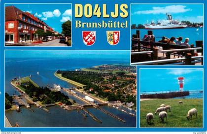 Brunsbuettel Ortspartie Schleuse Fliegeraufnahme Dampfer Leuchtturm