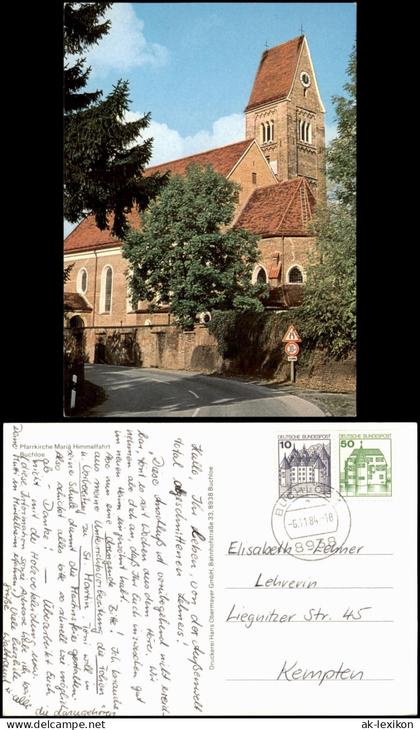 Ansichtskarte Buchloe Straßen Partie an der Pfarrkirche 1984