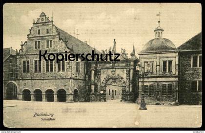 ALTE POSTKARTE BÜCKEBURG SCHLOSSTOR Schloss Portal castle entrance portail du chateau Stempel Schravesande Rotterdam