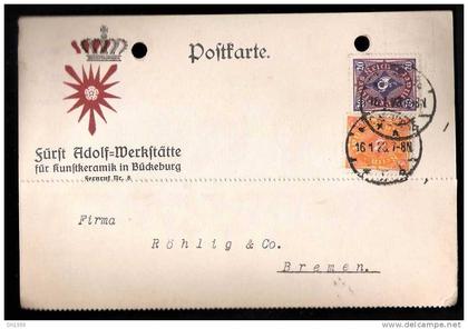 FÜRST ADOLF = WERKSTÄTTE FÜR KUNST KERAMIK IN BÜCKEBURG 1923