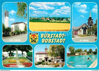 Bobstadt Buerstadt Kath Kirche Panorama Ev Kirche Kriegerdenkmal Buergerhaus Sch