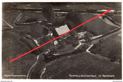 AK Forsthaus Schützenhaus Spreewald Luftbild a Alt Neu Zauche Burg Wußwerk Lehde Leipe Straupitz Wotschofska Lübbenau