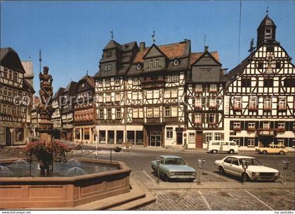Butzbach Marktplatz Brunnen Fachwerkhaeuser
