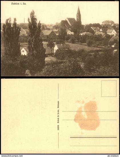 Ansichtskarte Dahlen Ortspartie mit Kirche 1928