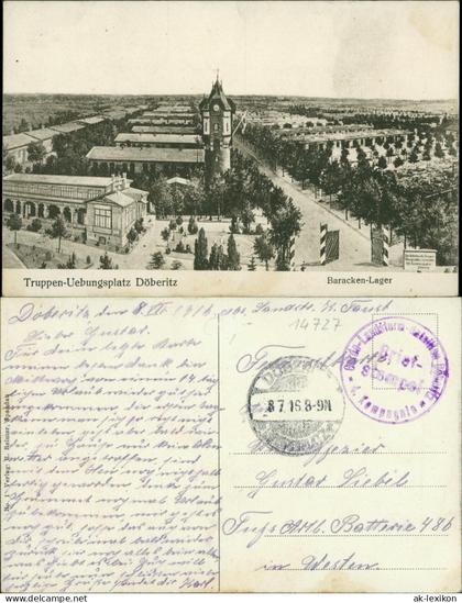 Ansichtskarte Dallgow-Döberitz Baracken-Lager, Truppenübungsplatz g1916