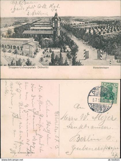 Ansichtskarte Dallgow-Döberitz Truppenübungsplatz - Barackenlager 1913
