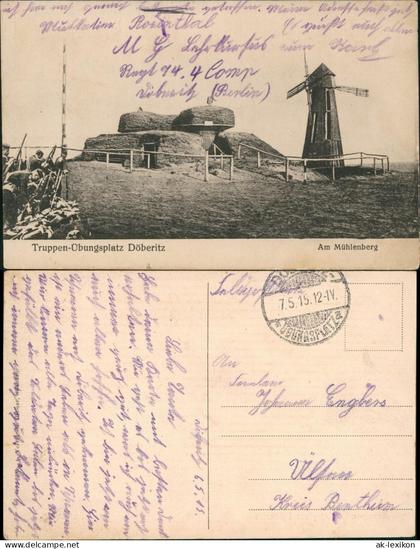 Dallgow-Döberitz Truppenübungsplatz, Mühlenberg Windmühle 1915  gel. Feldpost