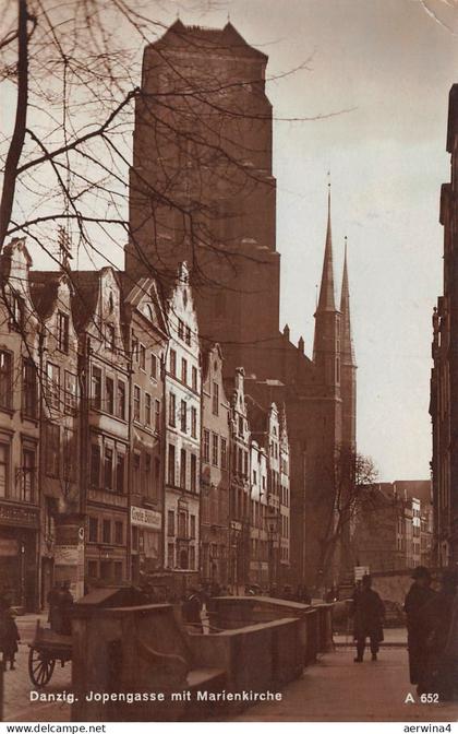 AK Danzig Jopengasse Postkarte mit Briefmarke Danzig 1928