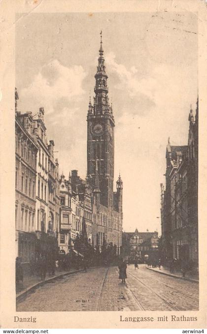Danzig Langgasse mit Rathaus Danzig Briefmarke Postkarte 1927