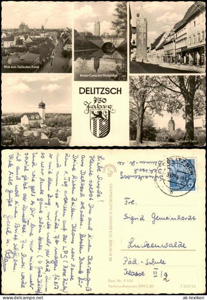 Delitzsch Mehrbildkarte zum 750-jährigen Stadtjubiläum  Breite Straße 1958