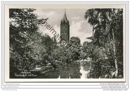 Delitzsch - Stadtgraben mit Turm - Foto-AK
