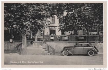 AK Diesbar Seusslitz Gasthof zum Ross Oldtimer bei Meissen Diera Zehren Merschwitz Riesa Radebeul Coswig Dresden