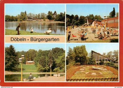 Doebeln Buergergarten Schwanenteich Strandpartie Sonnenuhr