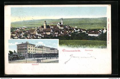 AK Donauwörth, Panorama, Bahnhof