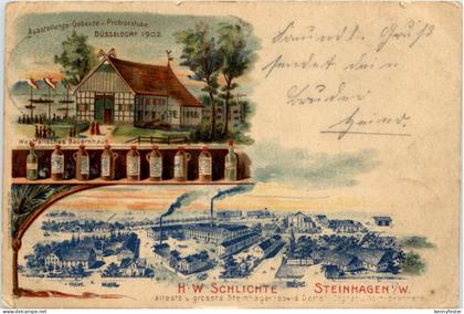 Düsseldorf - Ausstellungs Gebäude und Probierstube 1902 - Steinhagen -Litho