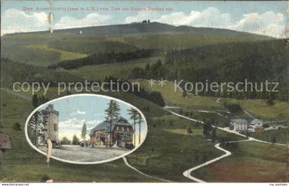 Auersberg Wildenthal vom Tal der kleinen Bockau aus Aussichtsturm Unterkunftshau