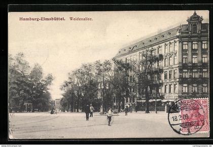 AK Hamburg-Eimsbüttel, Blick in die Weidenallee