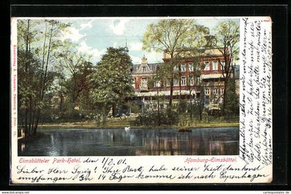 AK Hamburg-Eimsbüttel, Eimsbütteler Parkhotel mit Teich