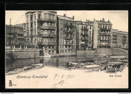 AK Hamburg-Eimsbüttel, Häuser am Kanal