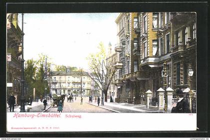 AK Hamburg-Eimsbüttel, Passanten im Schulweg