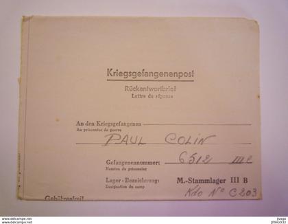 EISENHÜTTENSTADT  :  Kriegsgefangenenpost  (pas de texte)