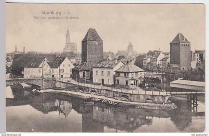 (38377) AK Strasbourg, Straßburg, b.d. gedeckten Brücken, Feldpost 1916
