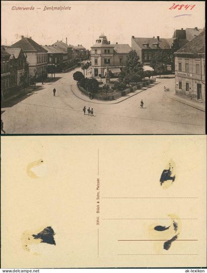 Ansichtskarte Elsterwerda Wikow Denkmalplatz mit Kaufhaus 1918