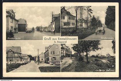 AK Emmelshausen b. Boppard, Bahnhof, Strassenpartien