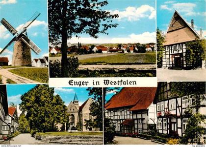 Enger Windmuehle Panorama Ortspartien Kirche