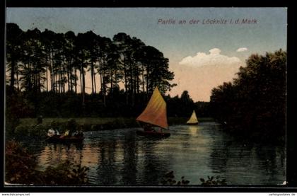 AK Erkner, Partie an der Löcknitz, Segelboote auf der Löcknitz