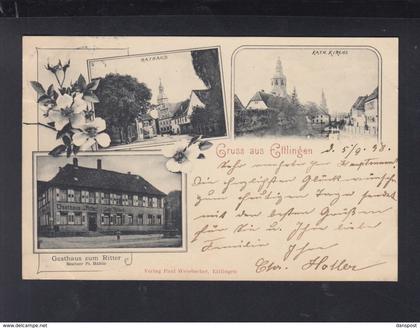 Württemberg AK Gruß aus Ettlingen Gasthaus zum Ritter 1898