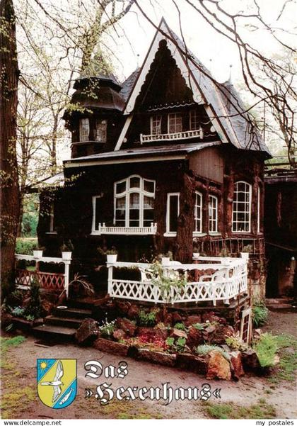 Falkensee Hexenhaus Holzhaus Jugendstil Wappen Garten Wald