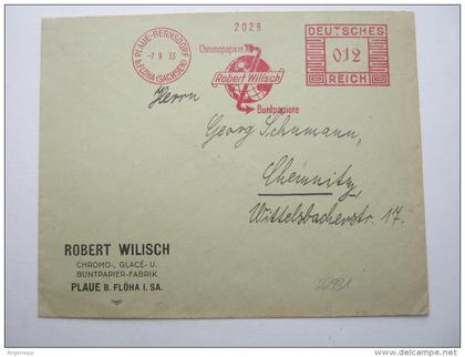 FLÖHA, Firmenbrief mit Freistempel 1933