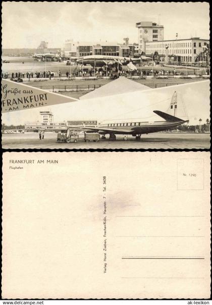 Ansichtskarte Flughafen-Frankfurt am Main Flughafen Propeller Flugzeug 1956